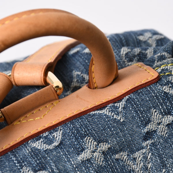 新品同様品 LOUIS VUITTON ルイヴィトン サックアドGM リュック バックパック M95056 モノグラムデニム ブルー ゴールド金具 中古 4a006973