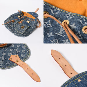 新品同様品 LOUIS VUITTON ルイヴィトン サックアドGM リュック バックパック M95056 モノグラムデニム ブルー ゴールド金具 中古 4a006973