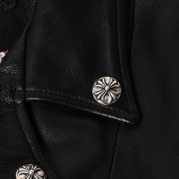 極美品 CHROME HEARTS クロムハーツ JJ DEAN HERMES JJディーン エルメス裏地 ダブルライダースジャケット サイズM レディース 中古 4a007313