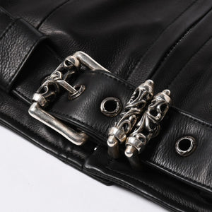 極美品 CHROME HEARTS クロムハーツ JJ DEAN HERMES JJディーン エルメス裏地 ダブルライダースジャケット サイズM レディース 中古 4a007313