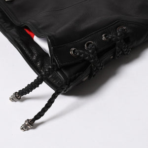極美品 CHROME HEARTS クロムハーツ JJ DEAN HERMES JJディーン エルメス裏地 ダブルライダースジャケット サイズM レディース 中古 4a007313