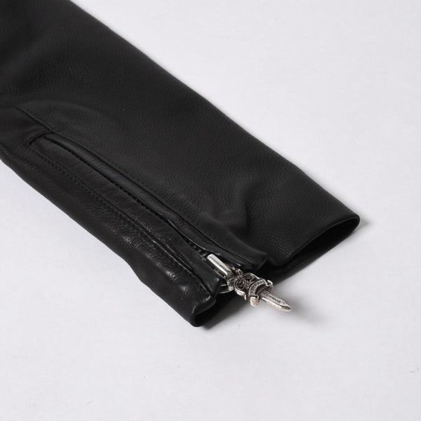 極美品 CHROME HEARTS クロムハーツ JJ DEAN HERMES JJディーン エルメス裏地 ダブルライダースジャケット サイズM レディース 中古 4a007313