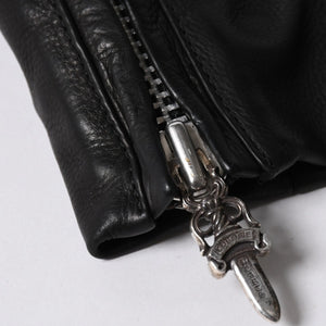 極美品 CHROME HEARTS クロムハーツ JJ DEAN HERMES JJディーン エルメス裏地 ダブルライダースジャケット サイズM レディース 中古 4a007313