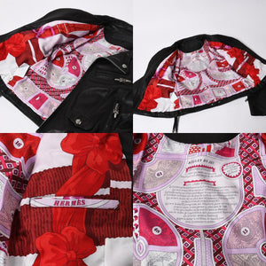 極美品 CHROME HEARTS クロムハーツ JJ DEAN HERMES JJディーン エルメス裏地 ダブルライダースジャケット サイズM レディース 中古 4a007313