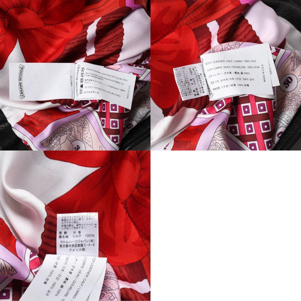 極美品 CHROME HEARTS クロムハーツ JJ DEAN HERMES JJディーン エルメス裏地 ダブルライダースジャケット サイズM レディース 中古 4a007313