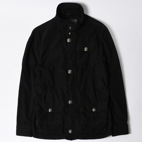 極美品 CHROME HEARTS クロムハーツ CHERRY BOMB チェリーボム クロスボールミリタリージャケット シルバー925 シルバー金具 サイズL ブラック 中古 4a007211