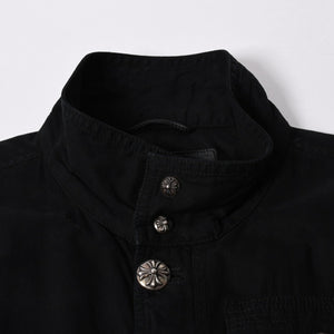 極美品 CHROME HEARTS クロムハーツ CHERRY BOMB チェリーボム クロスボールミリタリージャケット シルバー925 シルバー金具 サイズL ブラック 中古 4a007211