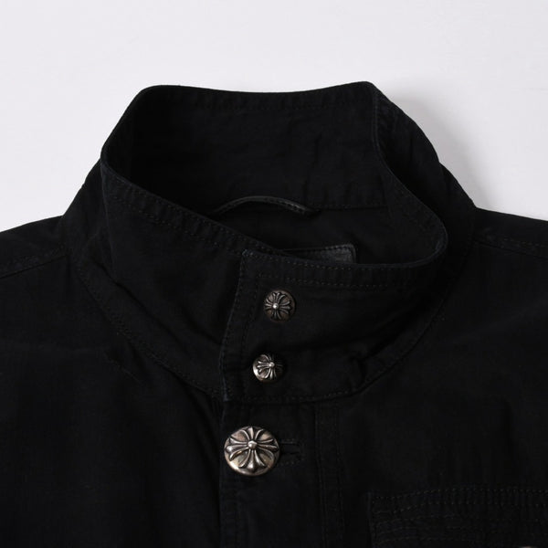 極美品 CHROME HEARTS クロムハーツ CHERRY BOMB チェリーボム クロスボールミリタリージャケット シルバー925 シルバー金具 サイズL ブラック 中古 4a007211