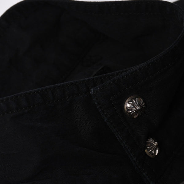 極美品 CHROME HEARTS クロムハーツ CHERRY BOMB チェリーボム クロスボールミリタリージャケット シルバー925 シルバー金具 サイズL ブラック 中古 4a007211