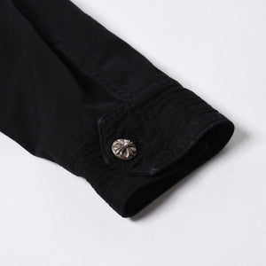 極美品 CHROME HEARTS クロムハーツ CHERRY BOMB チェリーボム クロスボールミリタリージャケット シルバー925 シルバー金具 サイズL ブラック 中古 4a007211