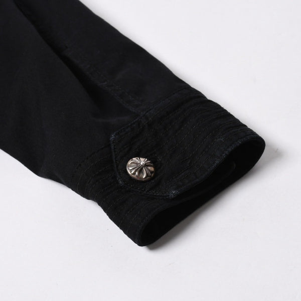 極美品 CHROME HEARTS クロムハーツ CHERRY BOMB チェリーボム クロスボールミリタリージャケット シルバー925 シルバー金具 サイズL ブラック 中古 4a007211