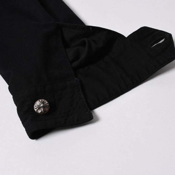 極美品 CHROME HEARTS クロムハーツ CHERRY BOMB チェリーボム クロスボールミリタリージャケット シルバー925 シルバー金具 サイズL ブラック 中古 4a007211