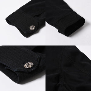 極美品 CHROME HEARTS クロムハーツ CHERRY BOMB チェリーボム クロスボールミリタリージャケット シルバー925 シルバー金具 サイズL ブラック 中古 4a007211