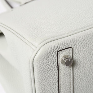 新品同様 HERMES エルメス バーキン30 ハンドバッグ B刻印 トリヨンクレマンス ヴェールフィズ 内縫い シルバー金具 中古 4a007002