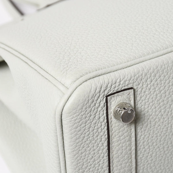 新品同様 HERMES エルメス バーキン30 ハンドバッグ B刻印 トリヨンクレマンス ヴェールフィズ 内縫い シルバー金具 中古 4a007002