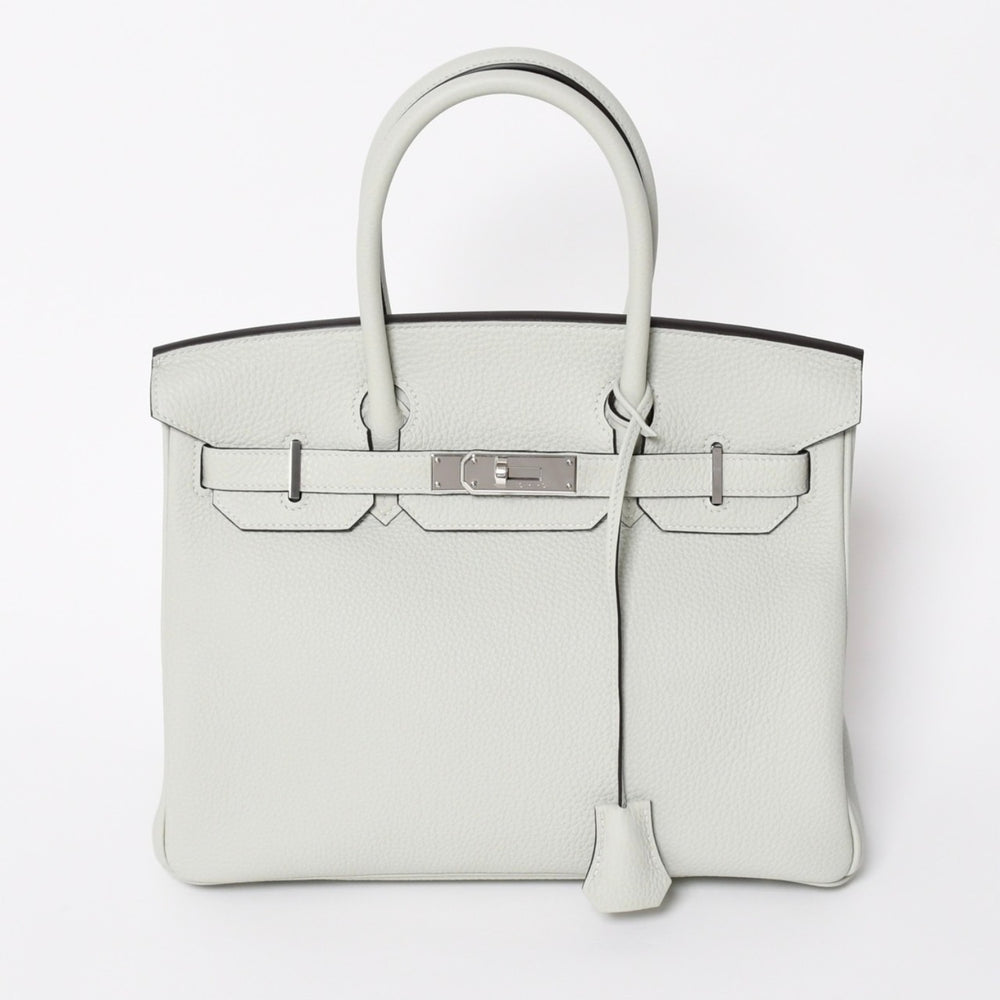 新品同様 HERMES エルメス バーキン30 ハンドバッグ B刻印 トリヨンクレマンス ヴェールフィズ 内縫い シルバー金具 中古 4a007002