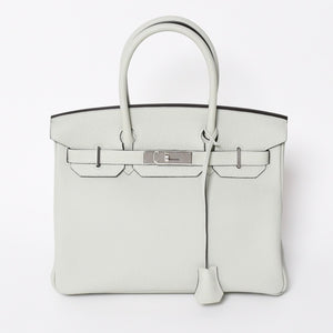 新品同様 HERMES エルメス バーキン30 ハンドバッグ B刻印 トリヨンクレマンス ヴェールフィズ 内縫い シルバー金具 中古 4a007002