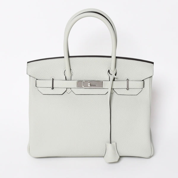 新品同様 HERMES エルメス バーキン30 ハンドバッグ B刻印 トリヨンクレマンス ヴェールフィズ 内縫い シルバー金具 中古 4a007002
