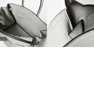 新品同様 HERMES エルメス バーキン30 ハンドバッグ B刻印 トリヨンクレマンス ヴェールフィズ 内縫い シルバー金具 中古 4a007002