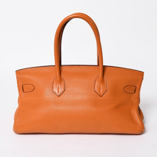 HERMES エルメス ショルダーバーキン42 トゴ ハンドバッグ ◻︎H刻印 ゴルチェ期 オレンジ シルバー金具 美品 中古 4a006956