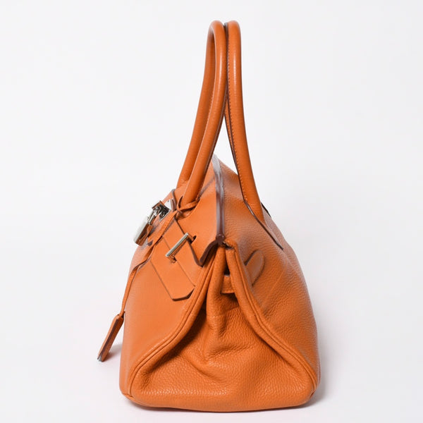 HERMES エルメス ショルダーバーキン42 トゴ ハンドバッグ ◻︎H刻印 ゴルチェ期 オレンジ シルバー金具 美品 中古 4a006956