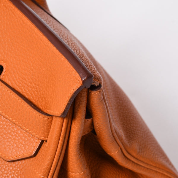 HERMES エルメス ショルダーバーキン42 トゴ ハンドバッグ ◻︎H刻印 ゴルチェ期 オレンジ シルバー金具 美品 中古 4a006956