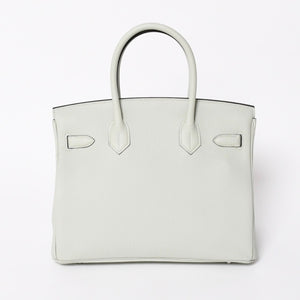 新品同様 HERMES エルメス バーキン30 ハンドバッグ B刻印 トリヨンクレマンス ヴェールフィズ 内縫い シルバー金具 中古 4a007002