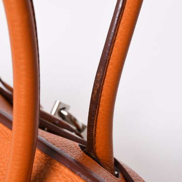 HERMES エルメス ショルダーバーキン42 トゴ ハンドバッグ ◻︎H刻印 ゴルチェ期 オレンジ シルバー金具 美品 中古 4a006956