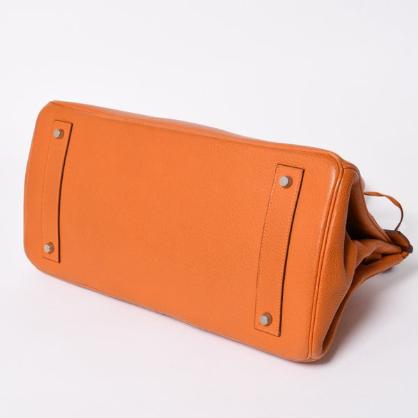HERMES エルメス ショルダーバーキン42 トゴ ハンドバッグ ◻︎H刻印 ゴルチェ期 オレンジ シルバー金具 美品 中古 4a006956