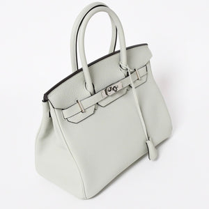 新品同様 HERMES エルメス バーキン30 ハンドバッグ B刻印 トリヨンクレマンス ヴェールフィズ 内縫い シルバー金具 中古 4a007002