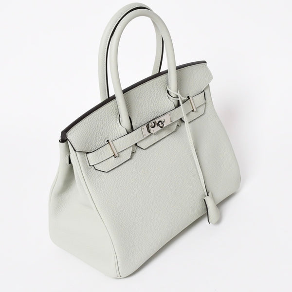 新品同様 HERMES エルメス バーキン30 ハンドバッグ B刻印 トリヨンクレマンス ヴェールフィズ 内縫い シルバー金具 中古 4a007002