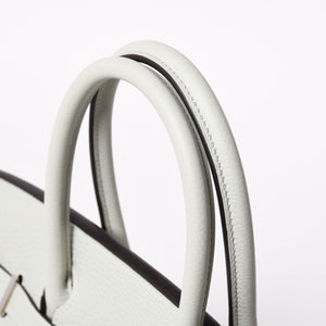 新品同様 HERMES エルメス バーキン30 ハンドバッグ B刻印 トリヨンクレマンス ヴェールフィズ 内縫い シルバー金具 中古 4a007002