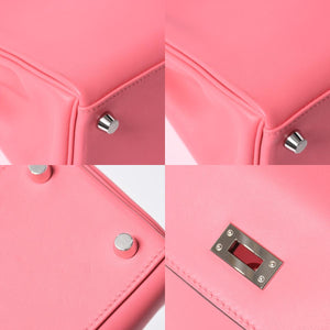 Like new HERMES Kelly 25 2WAY shoulder bag W engraved Vaux Swift Rose Azalea Silver hardware Used 4a006897