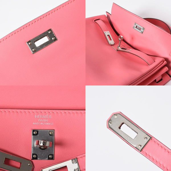 Like new HERMES Kelly 25 2WAY shoulder bag W engraved Vaux Swift Rose Azalea Silver hardware Used 4a006897