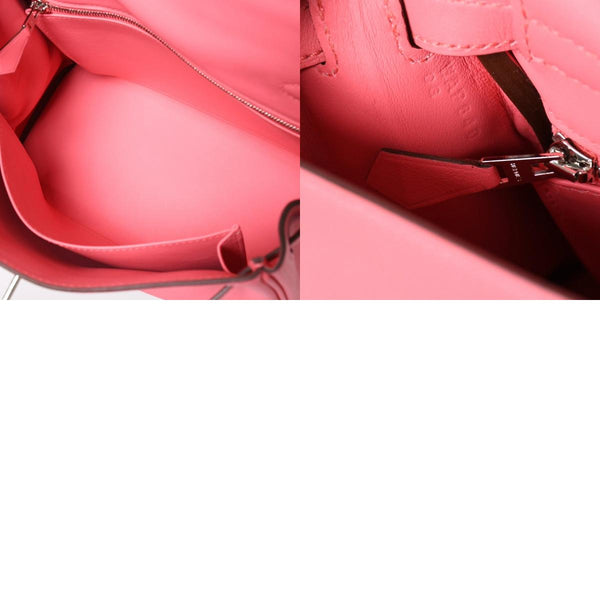 Like new HERMES Kelly 25 2WAY shoulder bag W engraved Vaux Swift Rose Azalea Silver hardware Used 4a006897