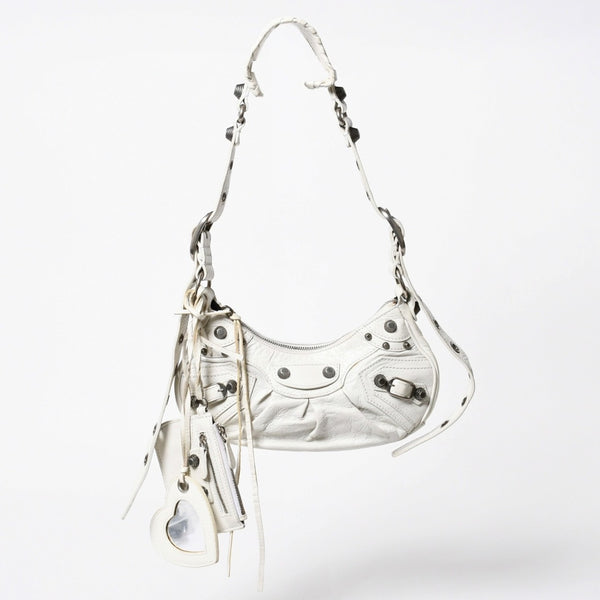 BALENCIAGA バレンシアガ ショルダーバッグ ル カゴール ホワイト アイボリー レザー 671309 美品 中古 4a007001