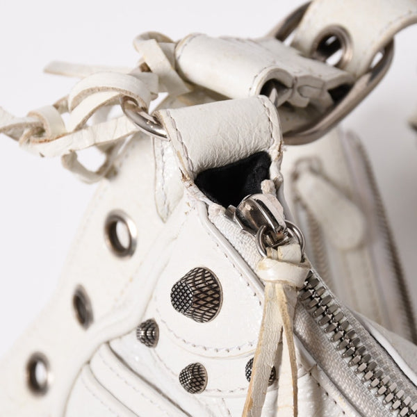BALENCIAGA バレンシアガ ショルダーバッグ ル カゴール ホワイト アイボリー レザー 671309 美品 中古 4a007001