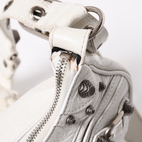 BALENCIAGA バレンシアガ ショルダーバッグ ル カゴール ホワイト アイボリー レザー 671309 美品 中古 4a007001