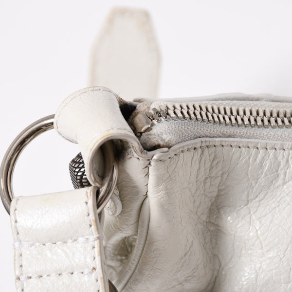 BALENCIAGA バレンシアガ ショルダーバッグ ル カゴール ホワイト アイボリー レザー 671309 美品 中古 4a007001