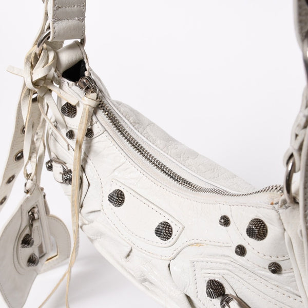 BALENCIAGA バレンシアガ ショルダーバッグ ル カゴール ホワイト アイボリー レザー 671309 美品 中古 4a007001