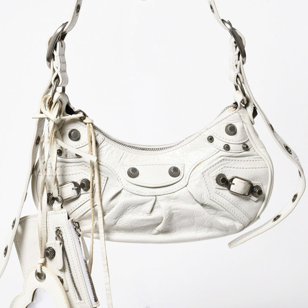 BALENCIAGA バレンシアガ ショルダーバッグ ル カゴール ホワイト アイボリー レザー 671309 美品 中古 4a007001