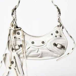 BALENCIAGA バレンシアガ ショルダーバッグ ル カゴール ホワイト アイボリー レザー 671309 美品 中古 4a007001
