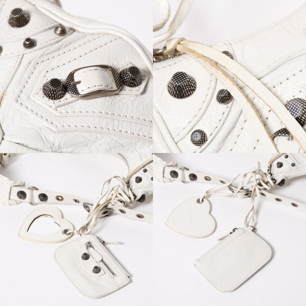 BALENCIAGA バレンシアガ ショルダーバッグ ル カゴール ホワイト アイボリー レザー 671309 美品 中古 4a007001