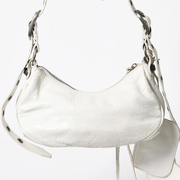 BALENCIAGA バレンシアガ ショルダーバッグ ル カゴール ホワイト アイボリー レザー 671309 美品 中古 4a007001