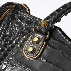 極美品 BALENCIAGA バレンシアガ クラシックメタルエッジシティ 2WAY ハンドバッグ ショルダーバッグ 390160 グレー ゴールド金具 中古 4a006968