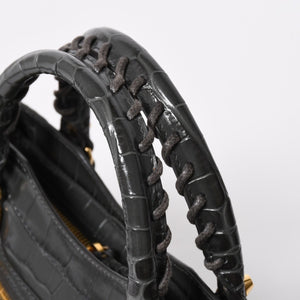 極美品 BALENCIAGA バレンシアガ クラシックメタルエッジシティ 2WAY ハンドバッグ ショルダーバッグ 390160 グレー ゴールド金具 中古 4a006968