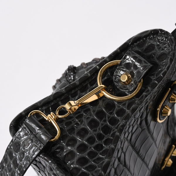 極美品 BALENCIAGA バレンシアガ クラシックメタルエッジシティ 2WAY ハンドバッグ ショルダーバッグ 390160 グレー ゴールド金具 中古 4a006968
