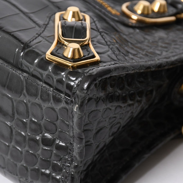 極美品 BALENCIAGA バレンシアガ クラシックメタルエッジシティ 2WAY ハンドバッグ ショルダーバッグ 390160 グレー ゴールド金具 中古 4a006968