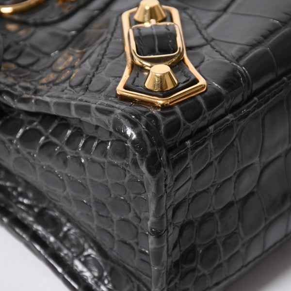 極美品 BALENCIAGA バレンシアガ クラシックメタルエッジシティ 2WAY ハンドバッグ ショルダーバッグ 390160 グレー ゴールド金具 中古 4a006968