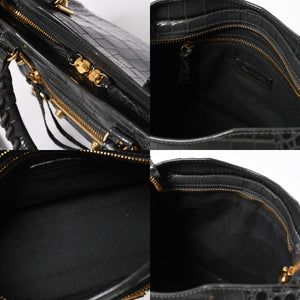 極美品 BALENCIAGA バレンシアガ クラシックメタルエッジシティ 2WAY ハンドバッグ ショルダーバッグ 390160 グレー ゴールド金具 中古 4a006968